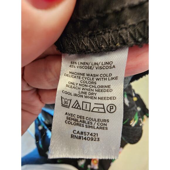 Loft Women's SZ Large Linen Floral Wide Leg Pants - Picture 4 of 8